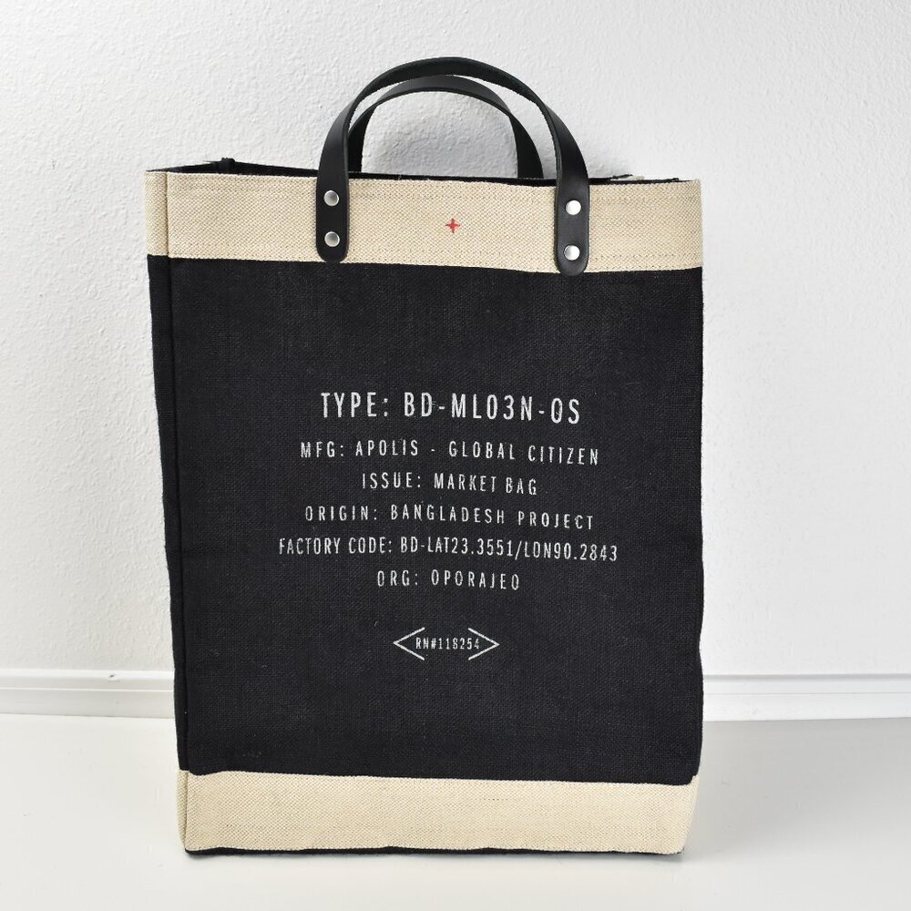 Apolis Market Bag Black Palm Tree BS Tote Bag - Picture 6 of 12